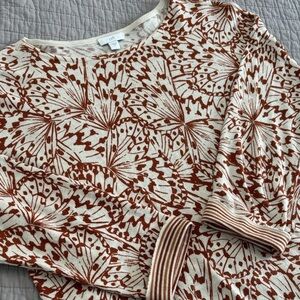 J. Jill Butterfly Patterned 3/4 Sleeve Top Small